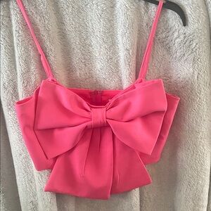 Pink Bow Detail Women's halter Top
